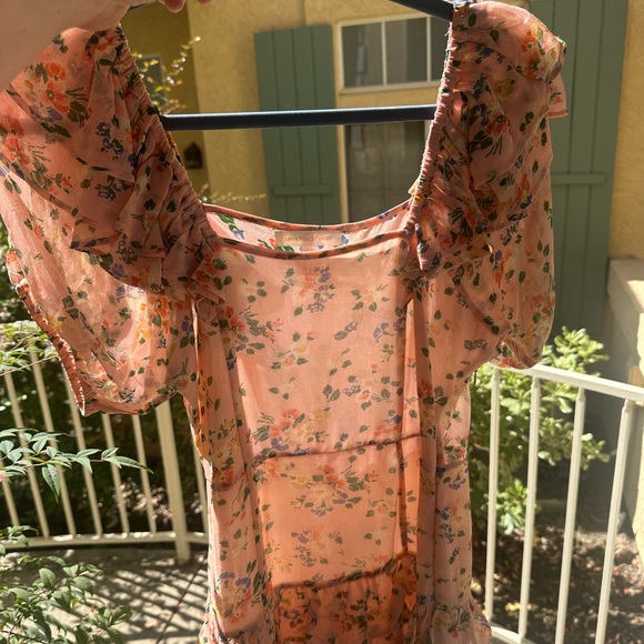 Loveshackfancy Kimbra ruffle floral peach orange floral size 4 - Picture 8 of 16